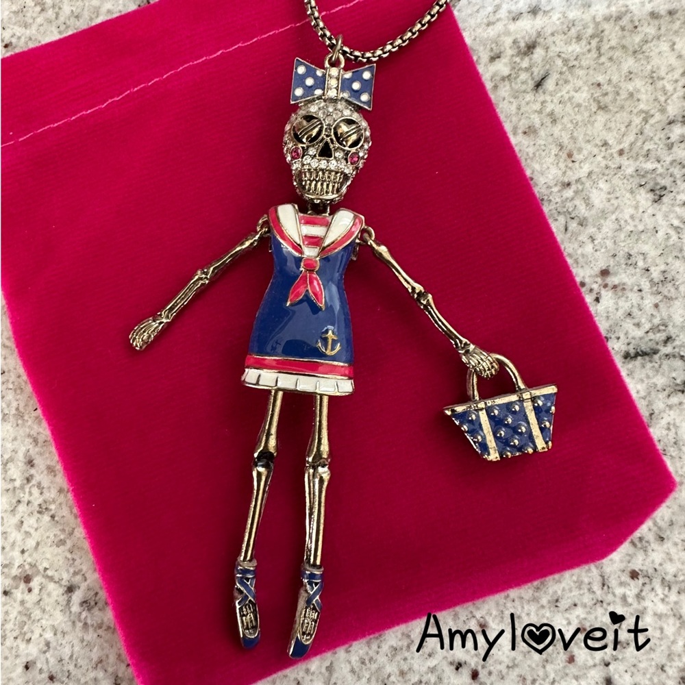 Betsey Johnson Ballerina Sailor Pendant Necklace New